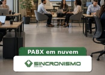 Imagem de destaque sobre PABX em nuvem com marca da Sincronismo