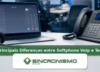 Imagem de destaque sobre 8 Principais Diferenças entre Softphone Voip e Telefone IP com marca da Sincronismo