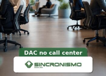Imagem de destaque sobre DAC no call center com marca da Sincronismo