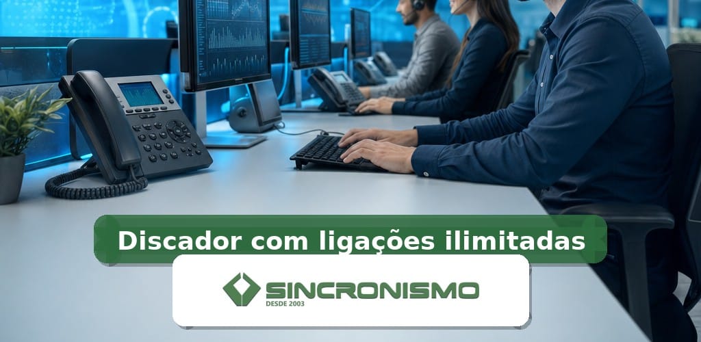 Imagem de destaque sobre Discador com ligações ilimitadas com marca da Sincronismo
