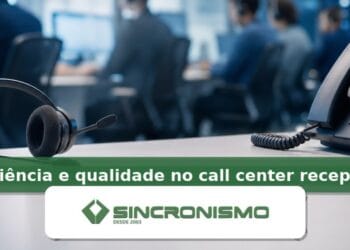 Imagem de destaque sobre Eficiência e qualidade no call center receptivo com marca da Sincronismo