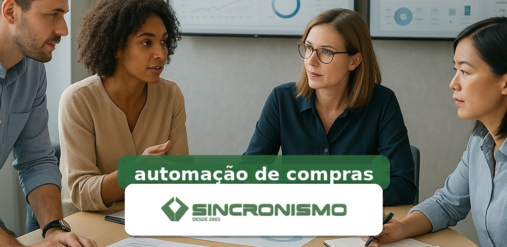 Imagem de destaque sobre automação de compras com marca da Sincronismo
