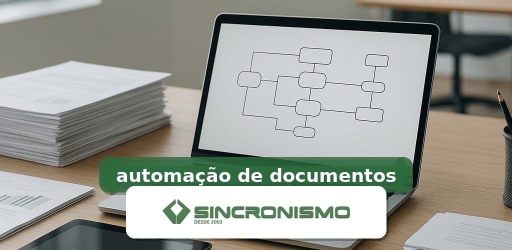Imagem de destaque sobre automação de documentos com marca da Sincronismo