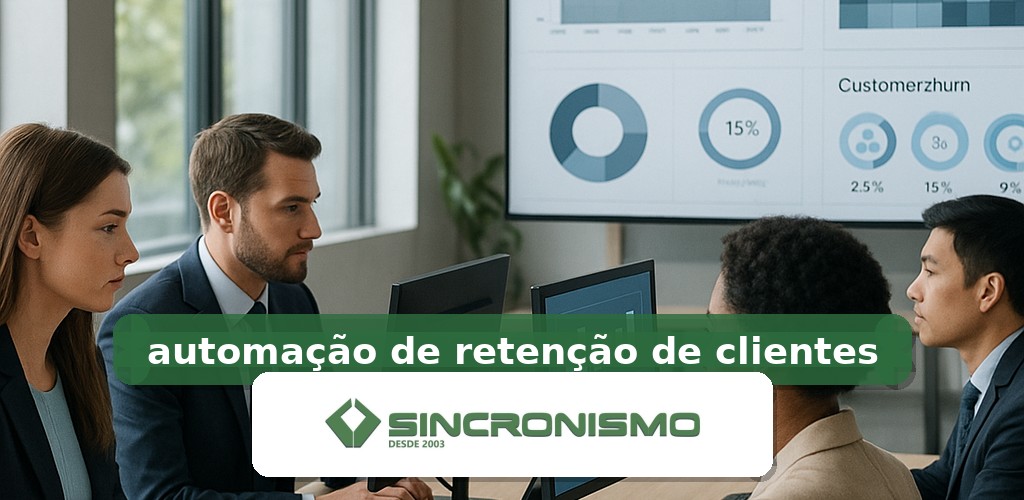 Imagem de destaque sobre automação de retenção de clientes com marca da Sincronismo