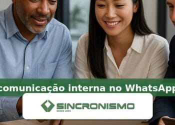 Imagem de destaque sobre comunicação interna no WhatsApp com marca da Sincronismo