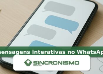 Imagem de destaque sobre mensagens interativas no WhatsApp com marca da Sincronismo