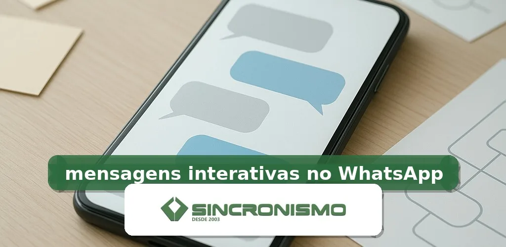Imagem de destaque sobre mensagens interativas no WhatsApp com marca da Sincronismo