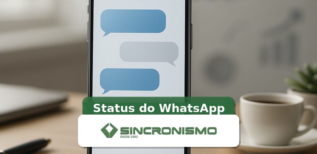 Imagem de destaque sobre Status do WhatsApp com marca da Sincronismo