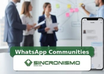 Imagem de destaque sobre WhatsApp Communities com marca da Sincronismo
