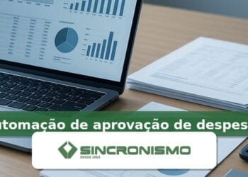 Imagem de destaque sobre automação de aprovação de despesas com marca da Sincronismo