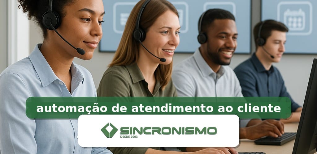 Imagem de destaque sobre automação de atendimento ao cliente com marca da Sincronismo