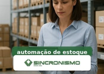 Imagem de destaque sobre automação de estoque com marca da Sincronismo