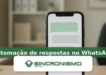 Imagem de destaque sobre automação de respostas no WhatsApp com marca da Sincronismo