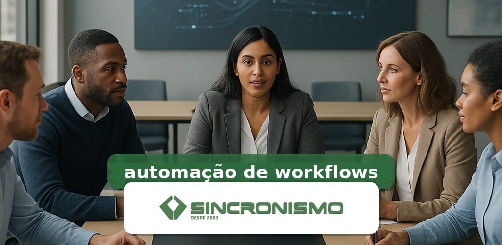 Imagem de destaque sobre automação de workflows com marca da Sincronismo