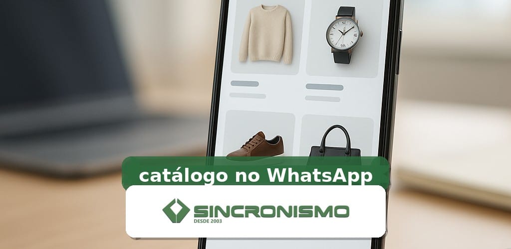 Imagem de destaque sobre catálogo no WhatsApp com marca da Sincronismo