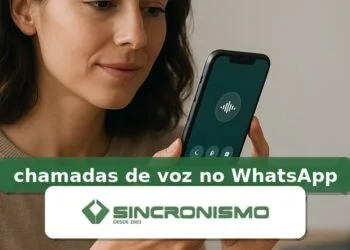 Imagem de destaque sobre chamadas de voz no WhatsApp com marca da Sincronismo