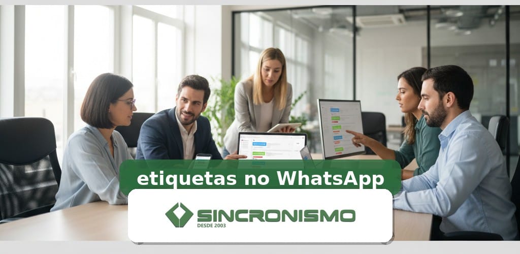 Imagem de destaque sobre etiquetas no WhatsApp com marca da Sincronismo