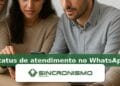 Imagem de destaque sobre status de atendimento no WhatsApp com marca da Sincronismo