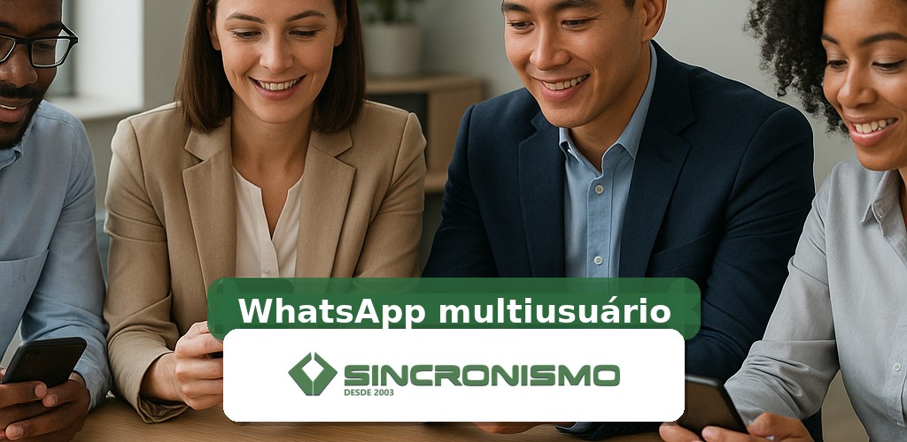 Imagem de destaque sobre WhatsApp multiusuário com marca da Sincronismo