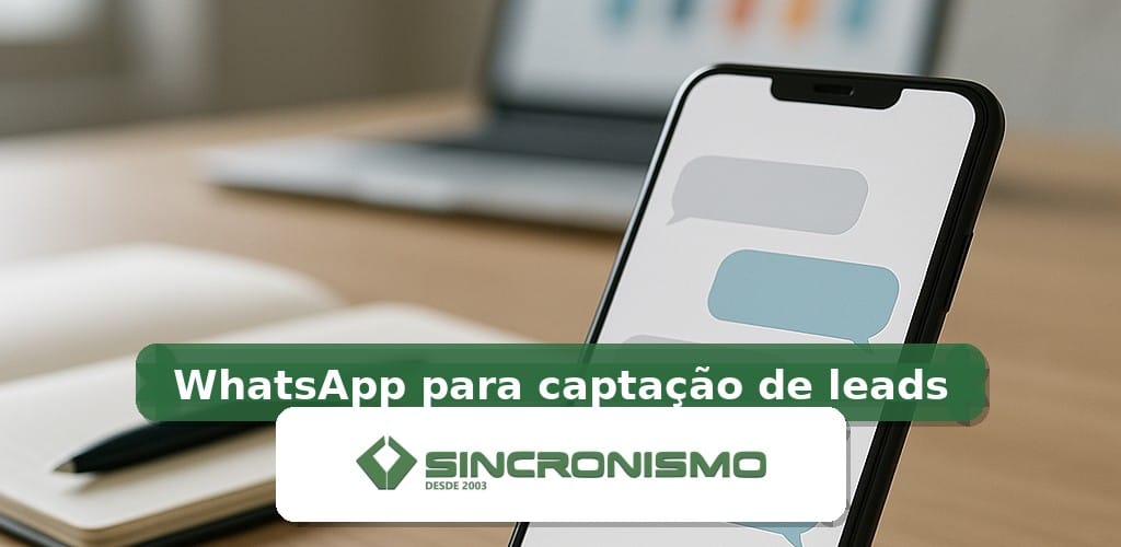 Imagem de destaque sobre WhatsApp para captação de leads com marca da Sincronismo