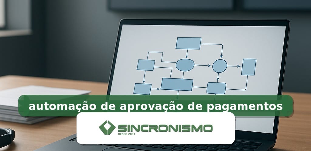 Imagem de destaque sobre automação de aprovação de pagamentos com marca da Sincronismo