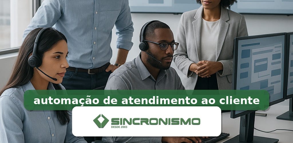 Imagem de destaque sobre automação de atendimento ao cliente com marca da Sincronismo