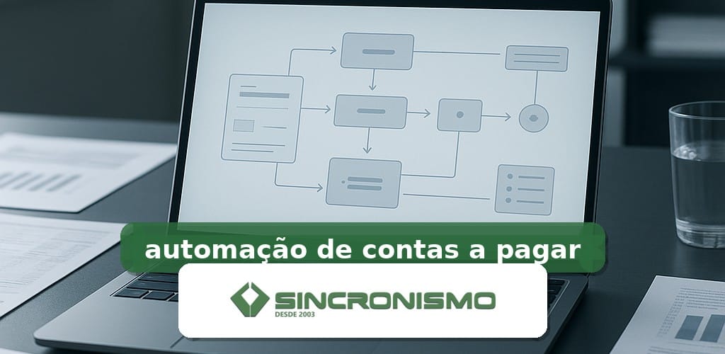 Imagem de destaque sobre automação de contas a pagar com marca da Sincronismo