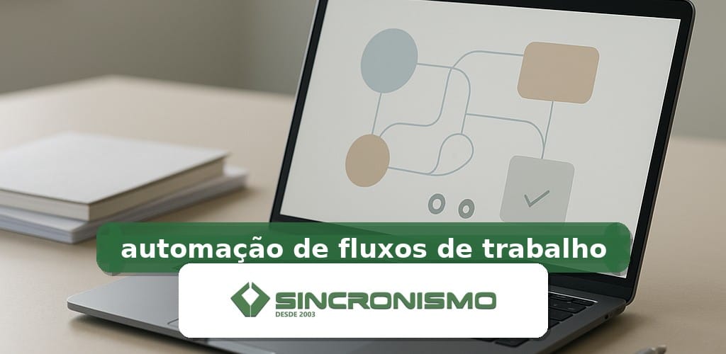 Imagem de destaque sobre automação de fluxos de trabalho com marca da Sincronismo