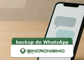 Imagem de destaque sobre backup do WhatsApp com marca da Sincronismo