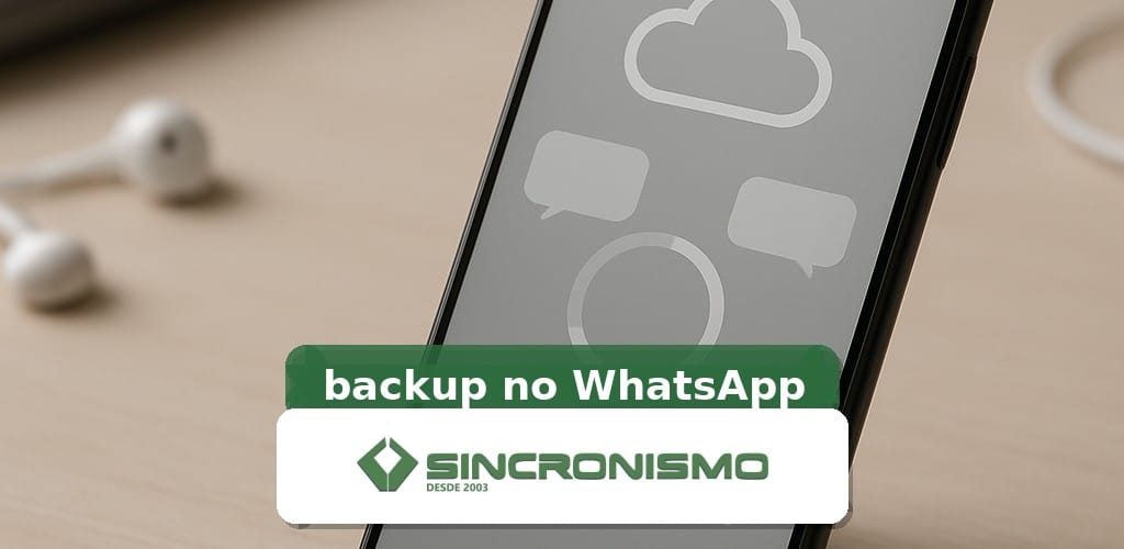 Imagem de destaque sobre backup no WhatsApp com marca da Sincronismo