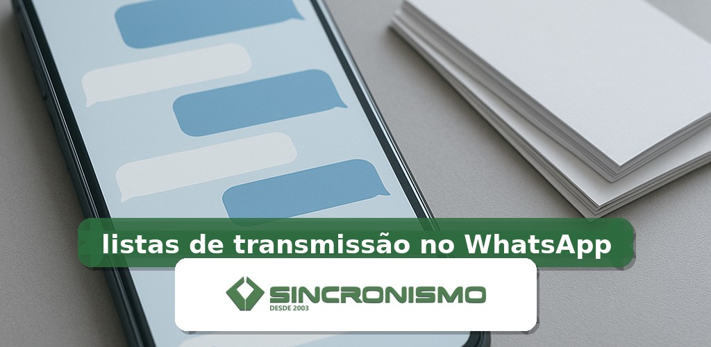 Imagem de destaque sobre listas de transmissão no WhatsApp com marca da Sincronismo