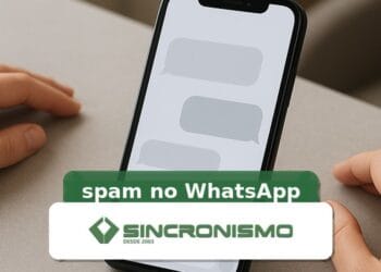 Imagem de destaque sobre spam no WhatsApp com marca da Sincronismo