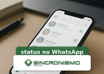 Imagem de destaque sobre status no WhatsApp com marca da Sincronismo