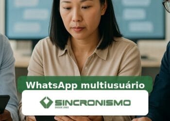 Imagem de destaque sobre WhatsApp multiusuário com marca da Sincronismo