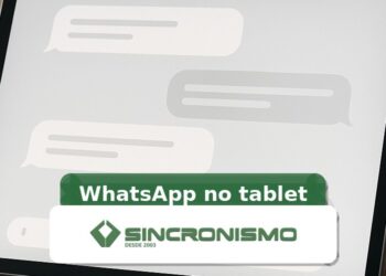 Imagem de destaque sobre WhatsApp no tablet com marca da Sincronismo