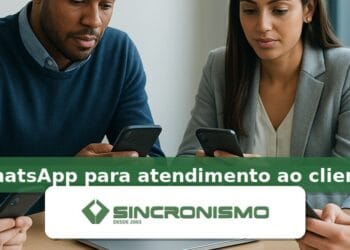 Imagem de destaque sobre WhatsApp para atendimento ao cliente com marca da Sincronismo
