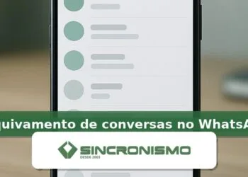 Imagem de destaque sobre arquivamento de conversas no WhatsApp com marca da Sincronismo