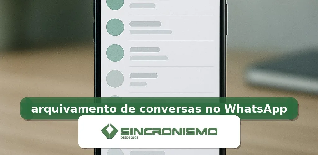 Imagem de destaque sobre arquivamento de conversas no WhatsApp com marca da Sincronismo
