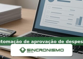 Imagem de destaque sobre automação de aprovação de despesas com marca da Sincronismo