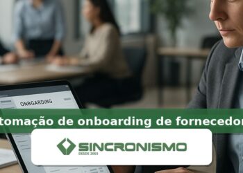 Imagem de destaque sobre automação de onboarding de fornecedores com marca da Sincronismo