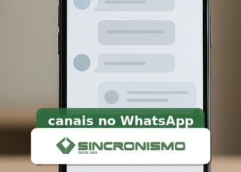 Imagem de destaque sobre canais no WhatsApp com marca da Sincronismo
