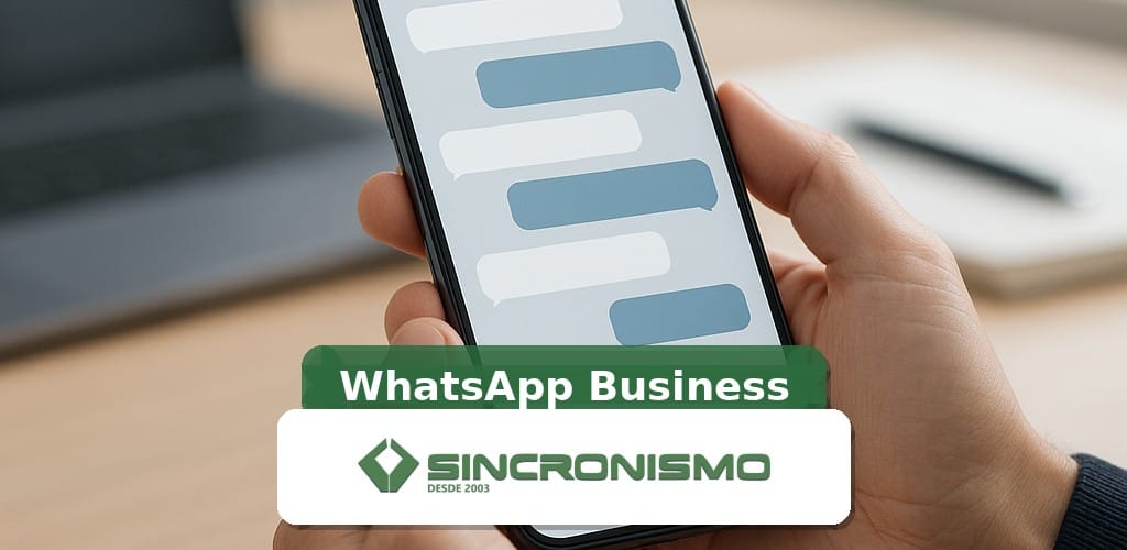 Imagem de destaque sobre WhatsApp Business com marca da Sincronismo