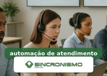 Imagem de destaque sobre automação de atendimento com marca da Sincronismo