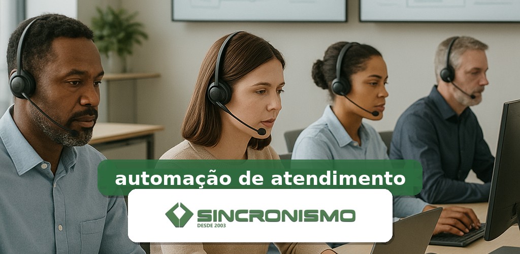 Imagem de destaque sobre automação de atendimento com marca da Sincronismo