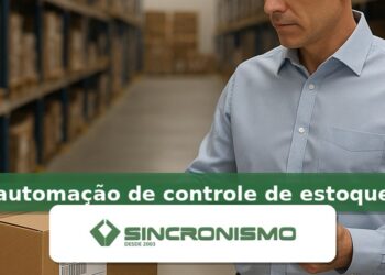 Imagem de destaque sobre automação de controle de estoque com marca da Sincronismo