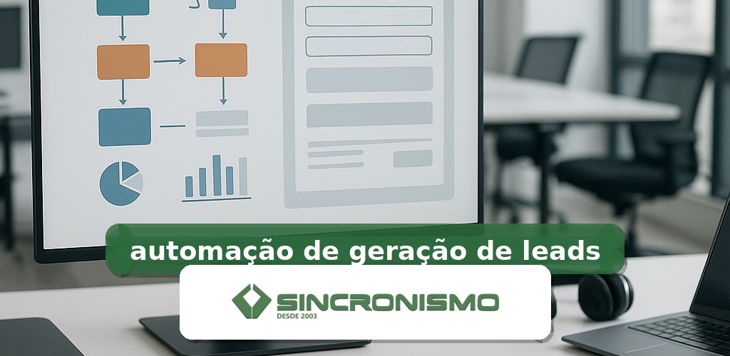Imagem de destaque sobre automação de geração de leads com marca da Sincronismo