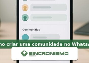Imagem de destaque sobre como criar uma comunidade no WhatsApp com marca da Sincronismo