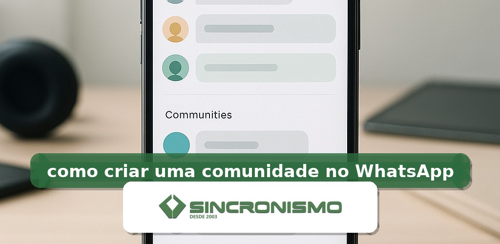 Imagem de destaque sobre como criar uma comunidade no WhatsApp com marca da Sincronismo