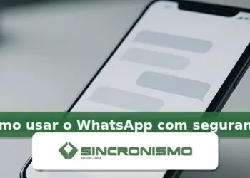 Imagem de destaque sobre como usar o WhatsApp com segurança com marca da Sincronismo