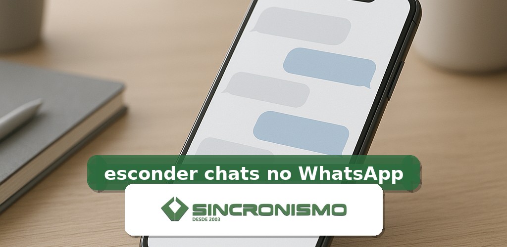 Imagem de destaque sobre esconder chats no WhatsApp com marca da Sincronismo